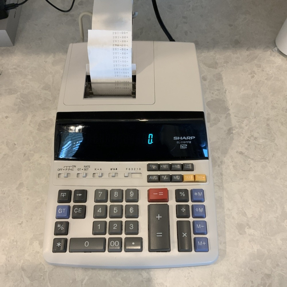 Sharp EL-2630P III Printing Calculator 12-Digit Adding Machine with Tax Function